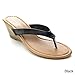 FASHION FOCUS KAVA-22 Women Casual Slip On Thong Toe Stacked Mid Wedge Sandals