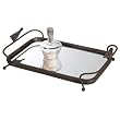 15 Inches wide Metal Mirrored Tray with Bird Handles
