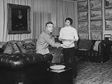 Stage and Film Director Franco Zeffirelli Sitting on Big Leather Sofa Beside Actor Leigh Lawson Premium Photographic Poster Print, 24x18