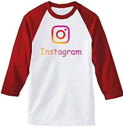 Instagram Logo 3/4 Sleeve Baseball Tshirt Raglan Jersey Shirt White / Red Small