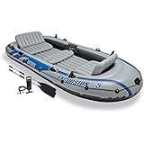 Intex Excursion 5, 5-Person Inflatable Boat Set with Aluminum Oars and High Output Air Pump, (Latest Model)