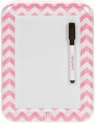 Pink Chevron Locker Bundle (3 Items) - Pink Fur Rug, Pink Peony Flower Magnet and Pink Chevron Dry Erase Board (2015 Collection)