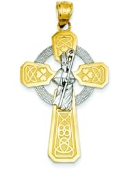 14K Two Tone Gold St. Patrick Celtic Cross Pendant