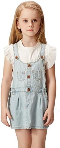 BILIBAYA Baby Girls' Denim Braces Skirt Causal Dress with Fashion Button(18-24months)