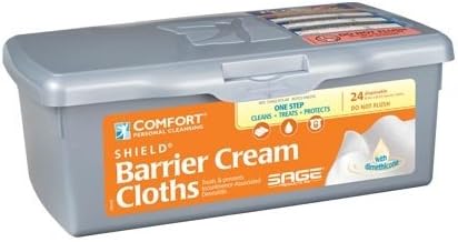 SAGE Barrier Cream Bath Wipe Comfort Shield 8.5 X 8.5" Tub Dimethicone (#7524, Sold Per Box)