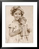 Shirley Temple American Child Star of the 1930s Seen Here with a Shirley Temple Doll Framed Art Poster Print, 25x31