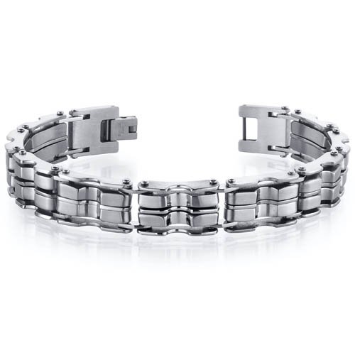Distinguished Two Tone Stainless Steel Mens Link Bracelet
