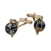 Jewelry : Imaginative novelty yellow gold plated cufflinks with handpainted spinning globes with presentation box. Made in the U.S.A