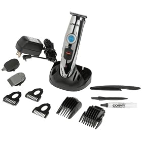 Conair 12 Piece Rechargeable Beard and Mustache Professional Multi Use Trimmer, Silver and Black