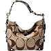 Coach Signature Carly Sac Shoulder Bag Tote Khaki Maghoany