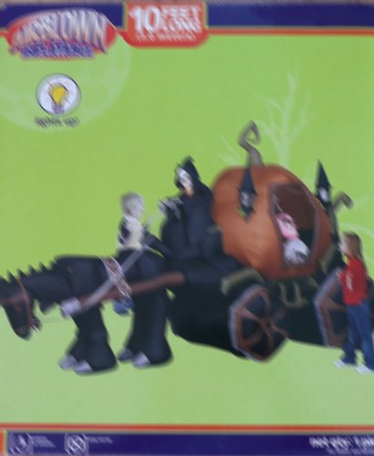10 Ft. Long Gemmy Halloween Airblown Carriage Skeleton Decoration