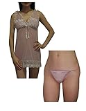 2 PCS SET Marilyn Monroe Damen Sexy Nachtwäsche Chemise & String Set L rosa