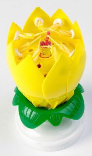 VOCOX 2xThe Amazing Rotating Magical Flower Musical Happy Birthday Candle (Yellow)