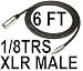 6 FT 1/8 TRS TO XLR MALE, 6' 3.5 MINI STEREO TO XLR M, IPOD IPAD COMPUTER