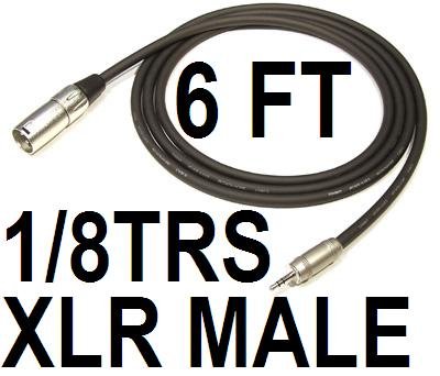 6 FT 1/8 TRS TO XLR MALE, 6' 3.5 MINI STEREO TO XLR M, IPOD IPAD COMPUTER