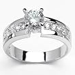 Gorgeous Solid Sterling Silver Cubic Zirconia Rhodium Plated Rings with Round Center Stone