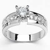 Gorgeous Solid Sterling Silver Cubic Zirconia Rhodium Plated Rings with Round Center Stone