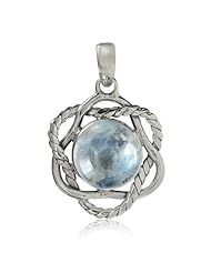 12MM Natural Moonstone 925 Sterling Silver Flower Rope Dangle Pendant