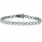 Celebrity Sterling Silver Simulated Diamond CZ Round Circle Bezel Set Tennis Bracelet