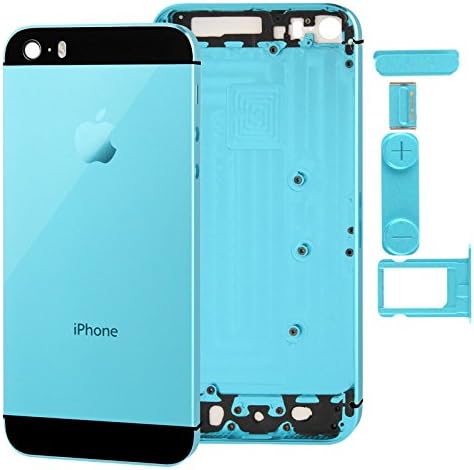 Generic Full Housing Alloy Replacement Back Cover Buttons Card Tray for iPhone 5S Blue
