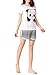 VENTELAN Women's Cute Panda Striped Short Sleeve Sleepwear Pjs Pajama Set Nighty