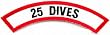 25 Dives Chevron Patch Embroidered Iron On Scuba Diving Emblem Souvenir