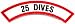 25 Dives Chevron Patch Embroidered Iron On Scuba Diving Emblem Souvenir