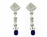 Ladies 0.30ct Diamond Fashion Earrings with Blue Sapphire Droplets