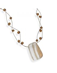 MMA Silver - 16 inch+2 inchExtension Double Strand Necklace with Rutilated Quartz Pendant