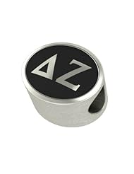 Delta Zeta Black Antique Oval Sorority Bead Charm Fits Most European Style Bracelets. High Quality Bead in Stock for Fast Shipping