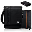 CaseCrown Vertical Multi Pocket Messenger Bag (Black) for the Apple iPad and iPad 2