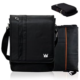 CaseCrown Vertical Multi Pocket Messenger Bag (Black) for the Apple iPad