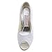 Elegantpark EP11013-25 Women Pumps Peep Toe Mid Heel Lace Satin Bridal Wedding Shoes