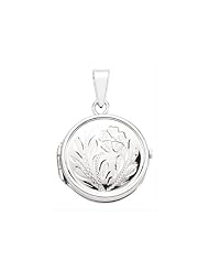 Sterling Silver Engraved Round Locket with 18 inch chain - S00426 - 22mm x 22mm