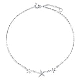 Sterling Silver Triple Starfish Anklet Ankle Bracelet Chain
