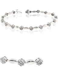 1.25ct tw Diamond Bracelet 14k Gold Flower Cluster Design 7 Inch