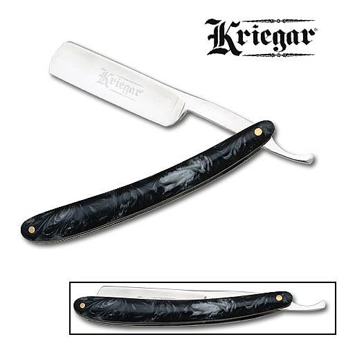 Kriegar Pearl Black Marble Handle Straight Razor