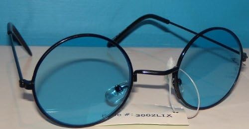 John Lennon - Beatles - Groovy Hippy Blue Lens Black Frame Sunglasses