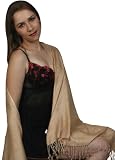 Viscose Pashmina Self Design Paisley Shawl Stole Wrap Beige (28x78) Buy 2 Get FREE SHIPPING