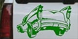 IMAGE OF 8in X 5in Dark Green -- Classic Big Fin Muscle Car Garage Decals Car Window Wall Laptop Decal Sticker
