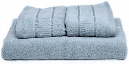 YIBED 100% Cotton Soft Bath Towel Sets 3PCS(1 Bath Towel 29 x 55inches + 2Hand Towels 13.5x 29inchs) Home,Spa,Hotel,Gym Towels(Blue)