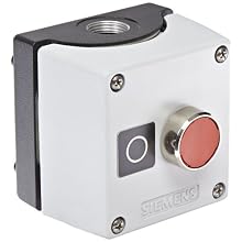 Siemens 3SB38 01-2DB3 Standard Operator Enclosure and Pushbutton, Metal Enclosure, 1 Pilot Device, Red, "O" Label, 1 NC Contact Block Function