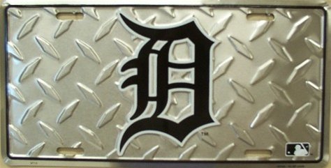 Detroit Tigers Diamond Emboss Auto Tag