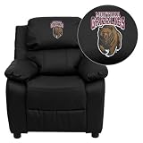 Flash Furniture Montana Grizzlies Embroidered Black Leather Kids Recliner with Storage Arms