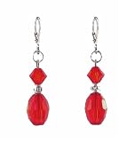 Earrings - E84 - Crystal Rice Drop ~ Siam Red