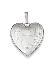 Sterling Silver 24mm D/C Cross Heart Locket. Metal Wt- 5.09g