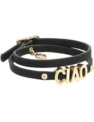 BCBGeneration Black and Gold Ciao Double Mini Affirmation Bracelet, 8"