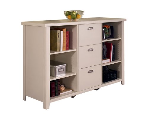 Kathy Ireland Home by Martin Furniture Tribeca Loft Office 3 Drawer Lateral Wood File Cabinet in Distressed White