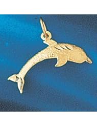 Dazzlers Solid 14 karats gold Dolphin Charm Pendant Available in three colors from jewelsberry (weights: 0.8 grams only)