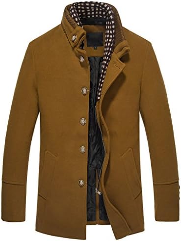 Shanmou Men's Fashion New Classic&Woolen Jacket(Tan, L)
